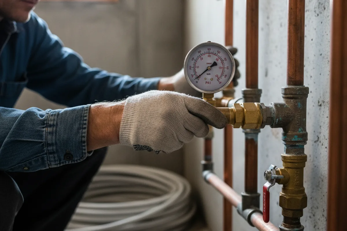 Pressure testing a repaired line during Water Line Repair in Amston